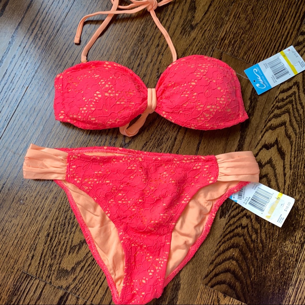 NWT California Waves 2-Piece Coral Swimsuit SET, M - Picture 4 of 9